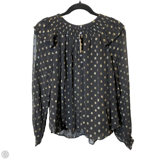 Top Long Sleeve By Loft In Black & Gold, Size: Xs