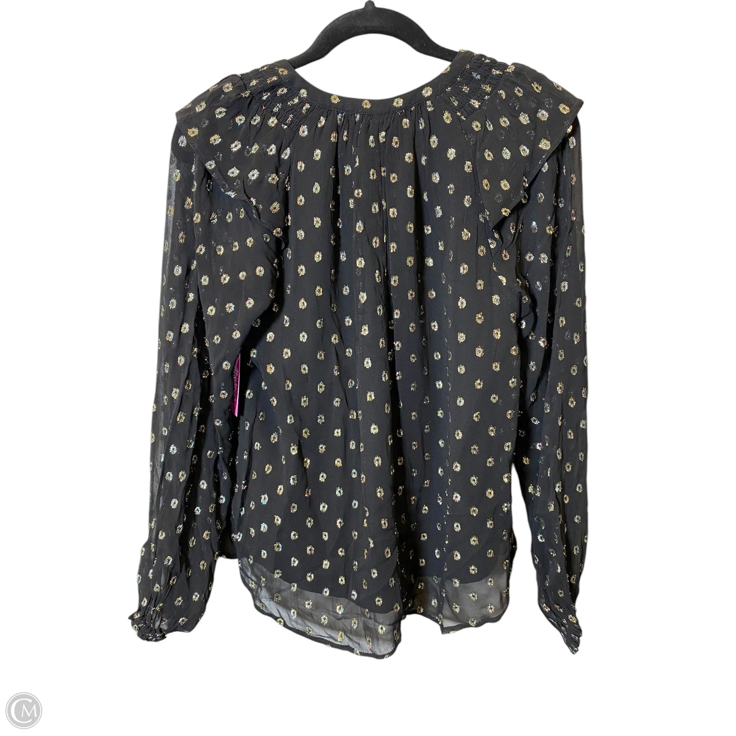 Top Long Sleeve By Loft In Black & Gold, Size: Xs