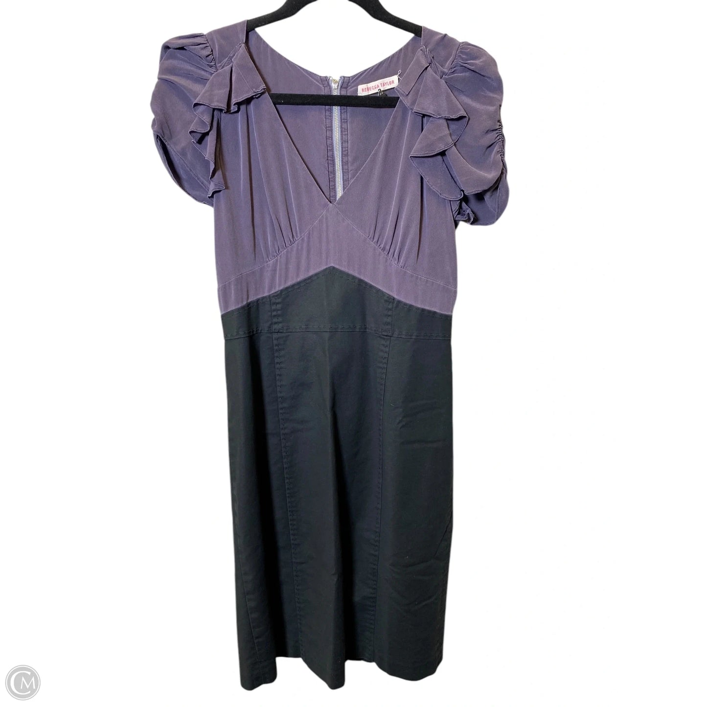 Dress Casual Midi By Rebecca Taylor In Black & Purple, Size: M