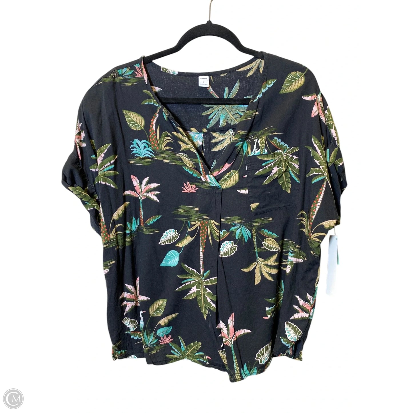 Top Short Sleeve By Old Navy In Tropical Print, Size: L