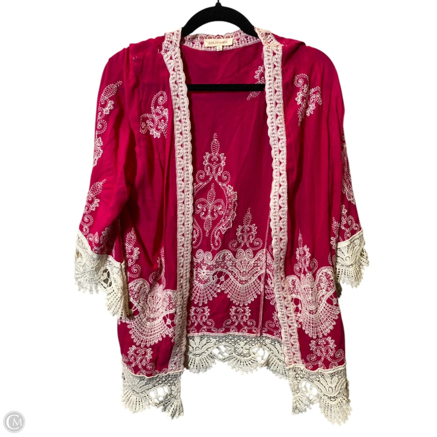 Kimono By Solitaire In Pink & White, Size: L
