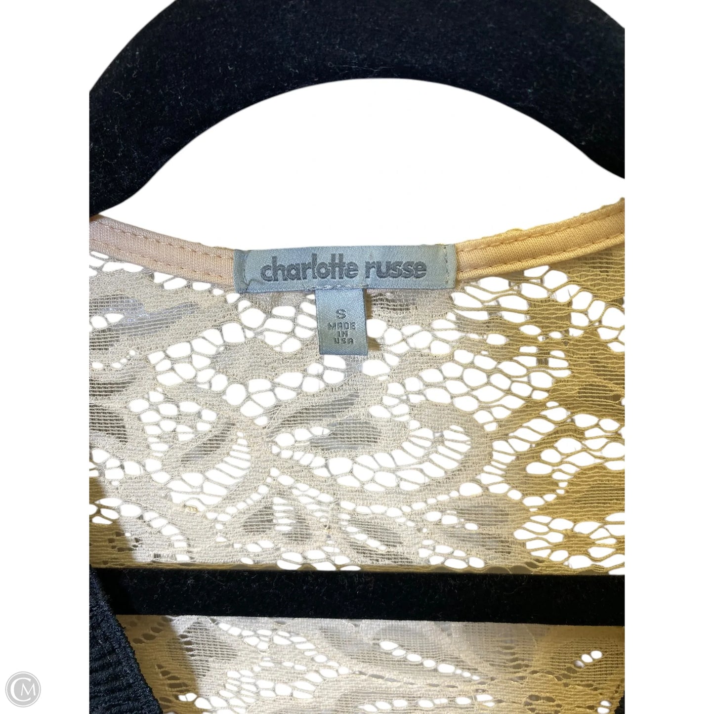 Top Long Sleeve By Charlotte Russe In Black & Cream, Size: S