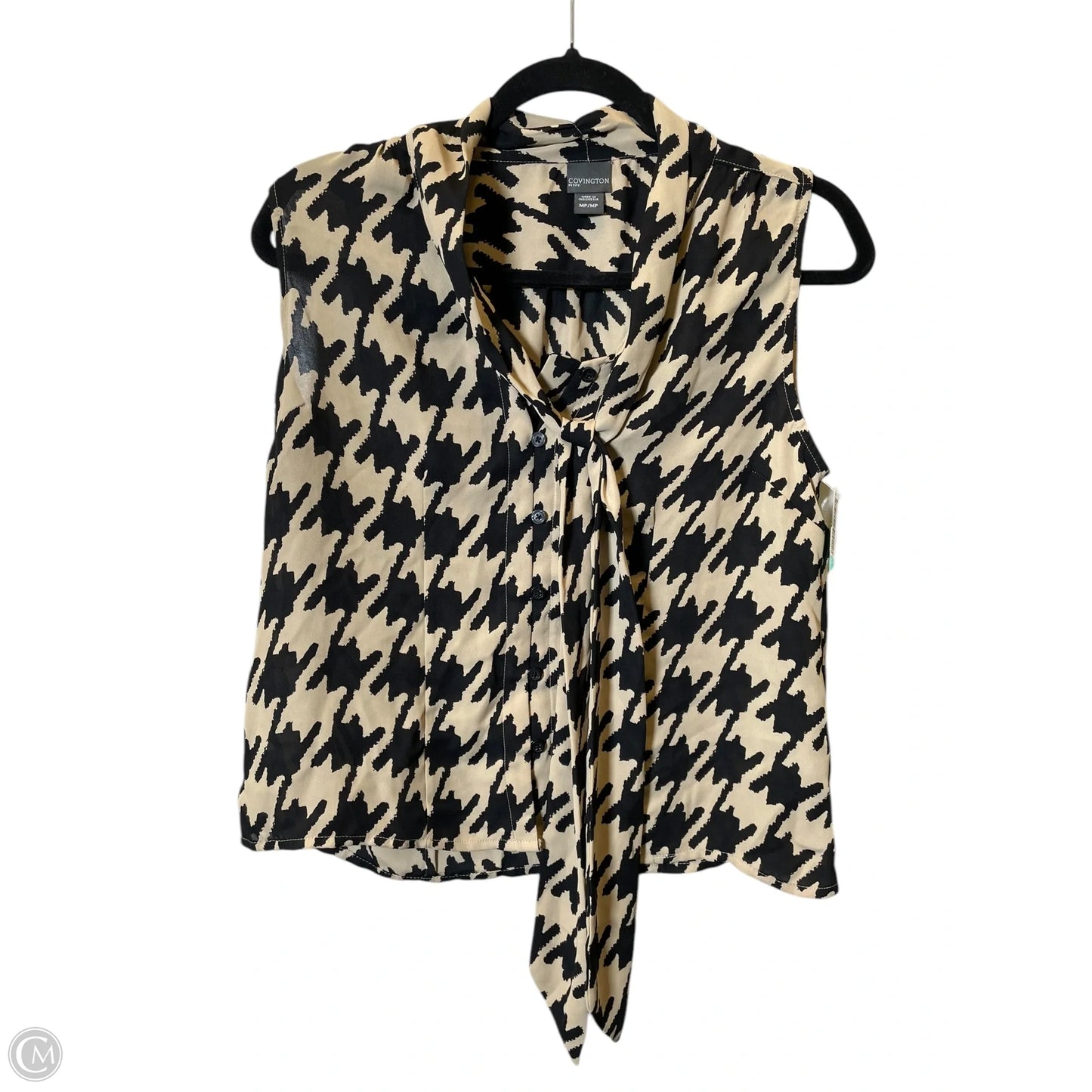 Top Sleeveless By Covington In Black & Tan, Size: Mp
