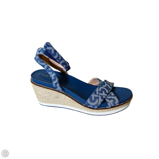 Sandals Heels Wedge By Cole-haan In Blue, Size: 10