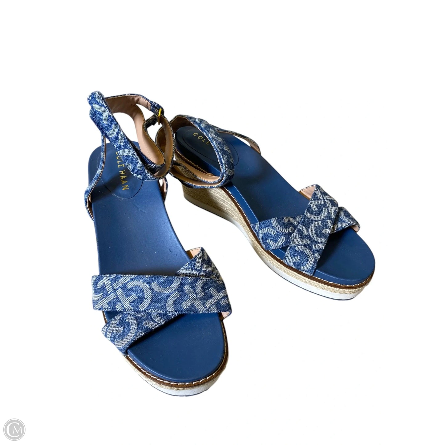 Sandals Heels Wedge By Cole-haan In Blue, Size: 10