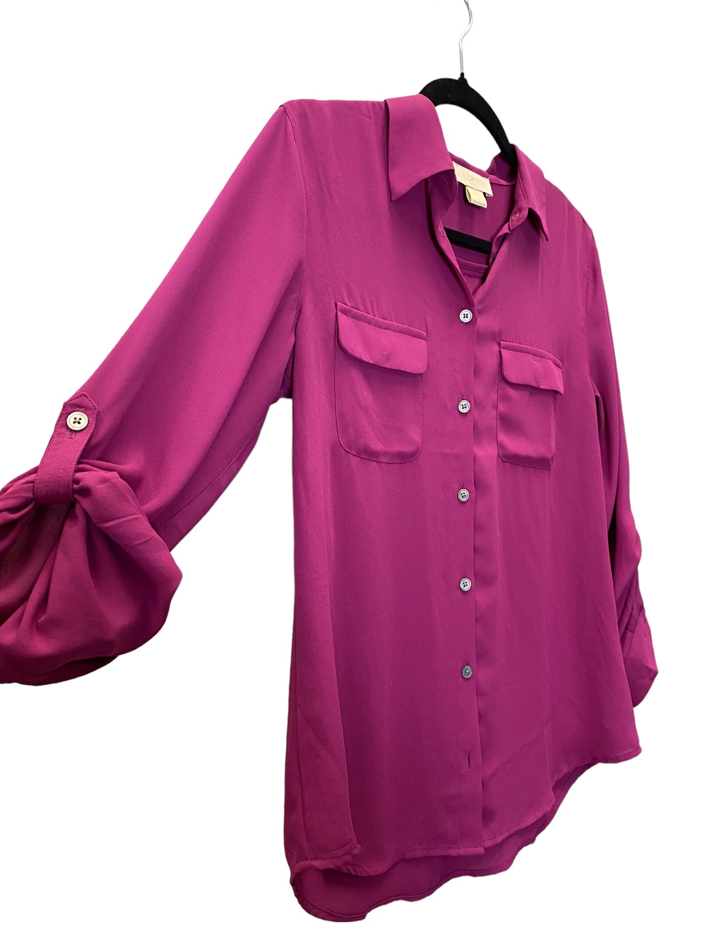 Mauve Blouse Long Sleeve Loft, Size S