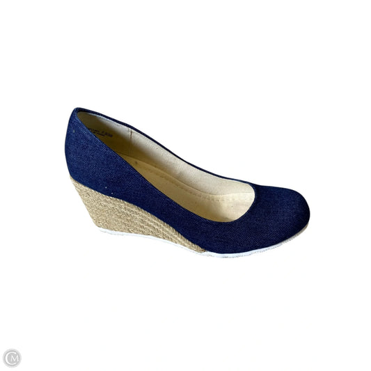Shoes Heels Wedge By Cl By Chinese Laundry In Blue Denim, Size: 7.5