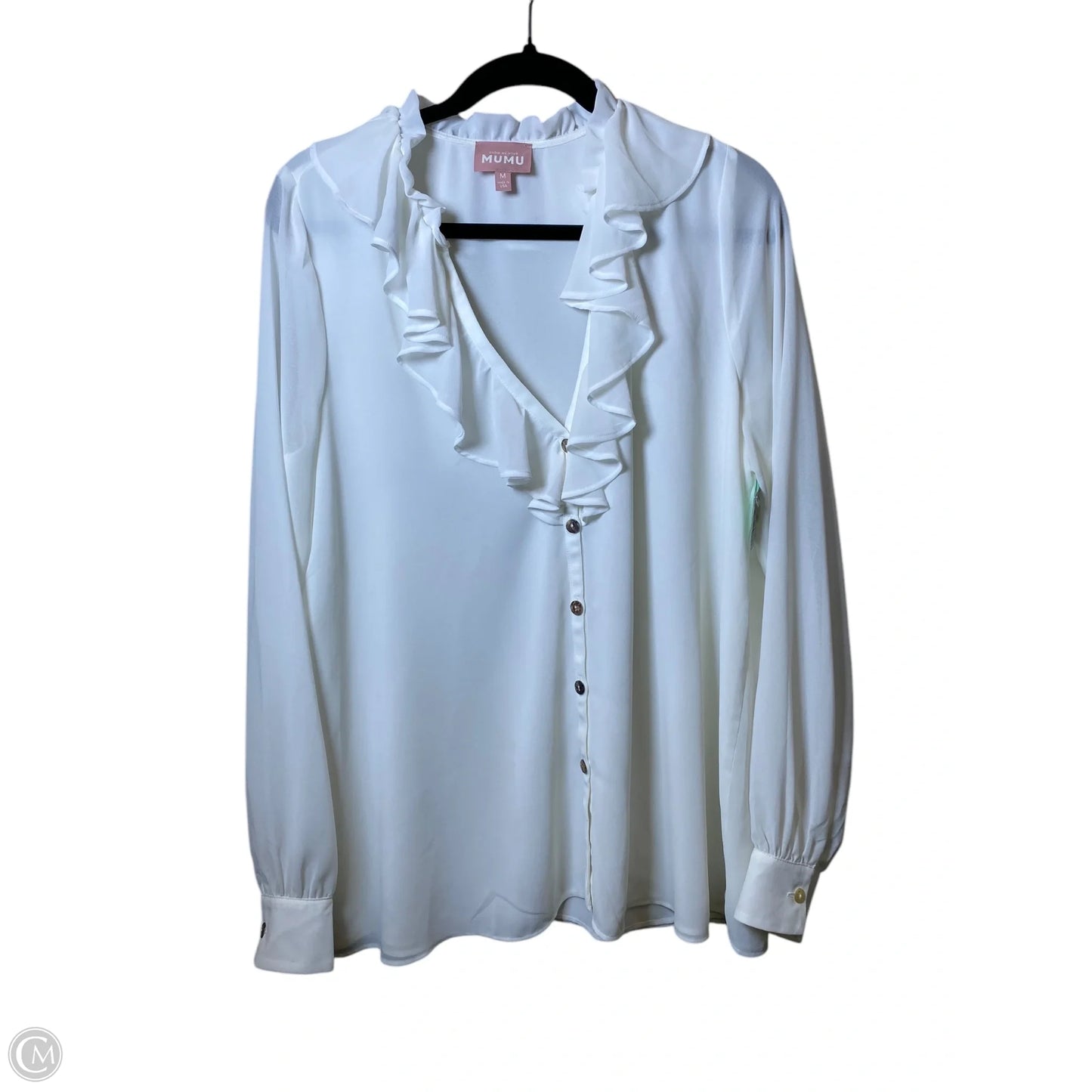 Blouse Long Sleeve By Mumu In White, Size: M