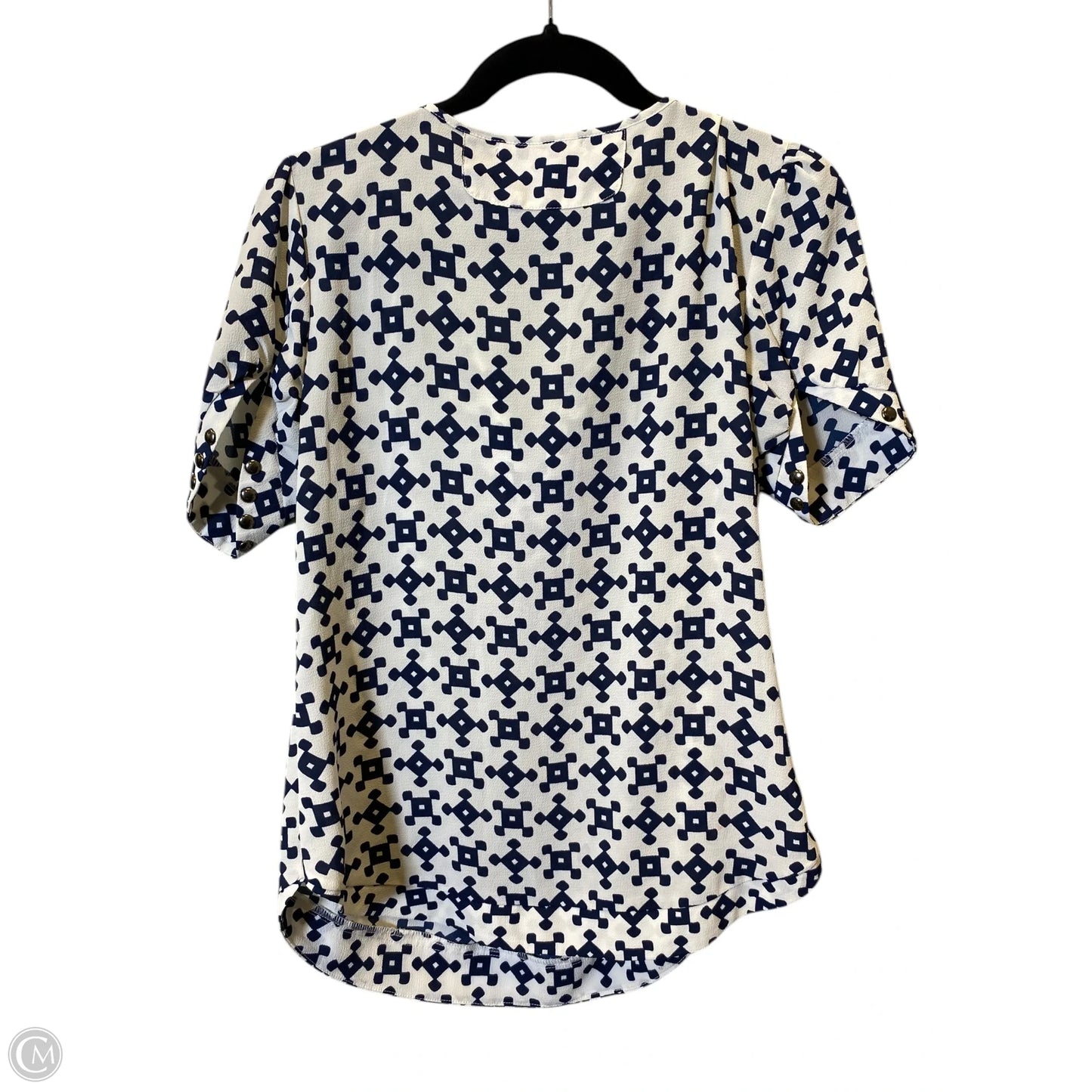 Top Short Sleeve By Hawthorn In Blue & White, Size: M