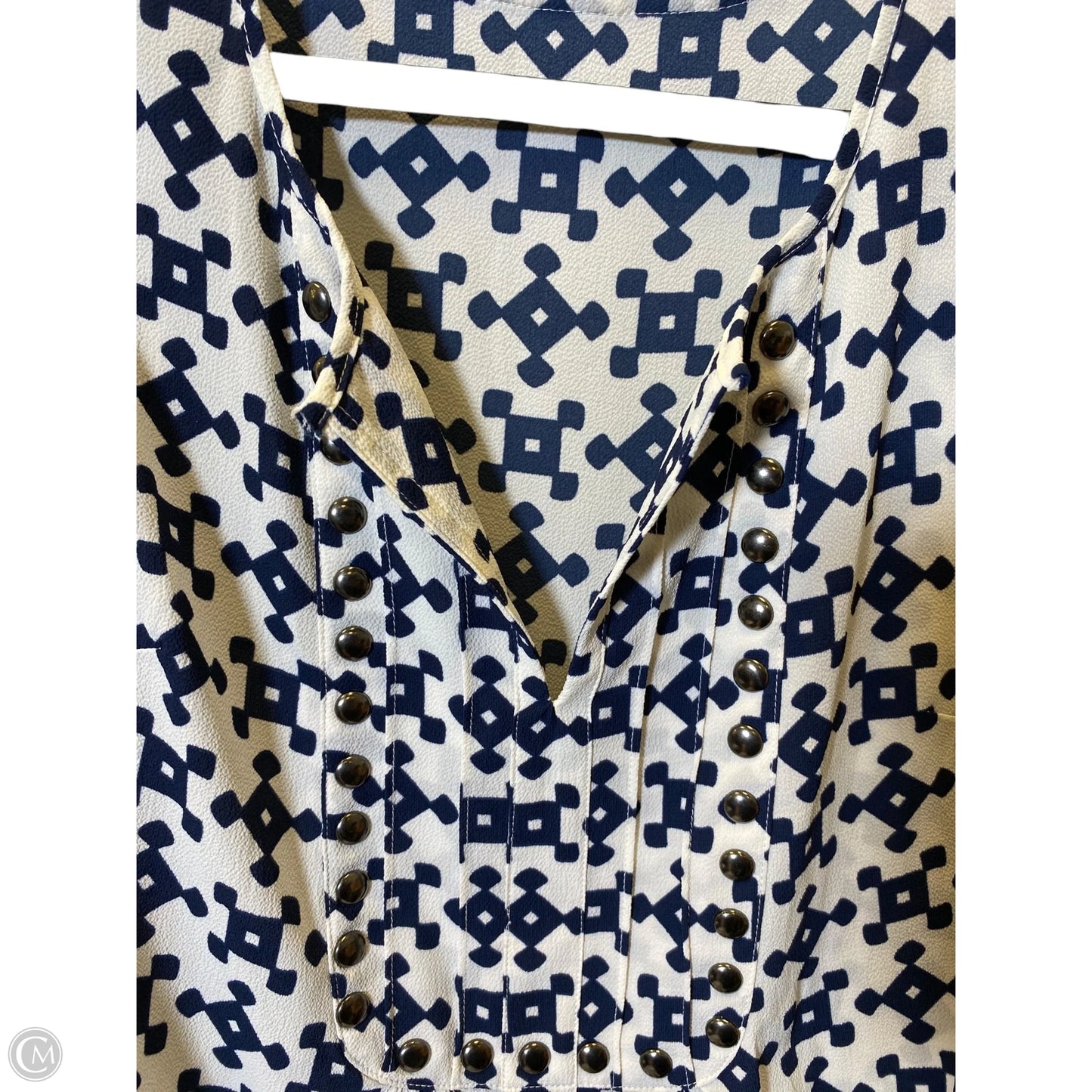 Top Short Sleeve By Hawthorn In Blue & White, Size: M