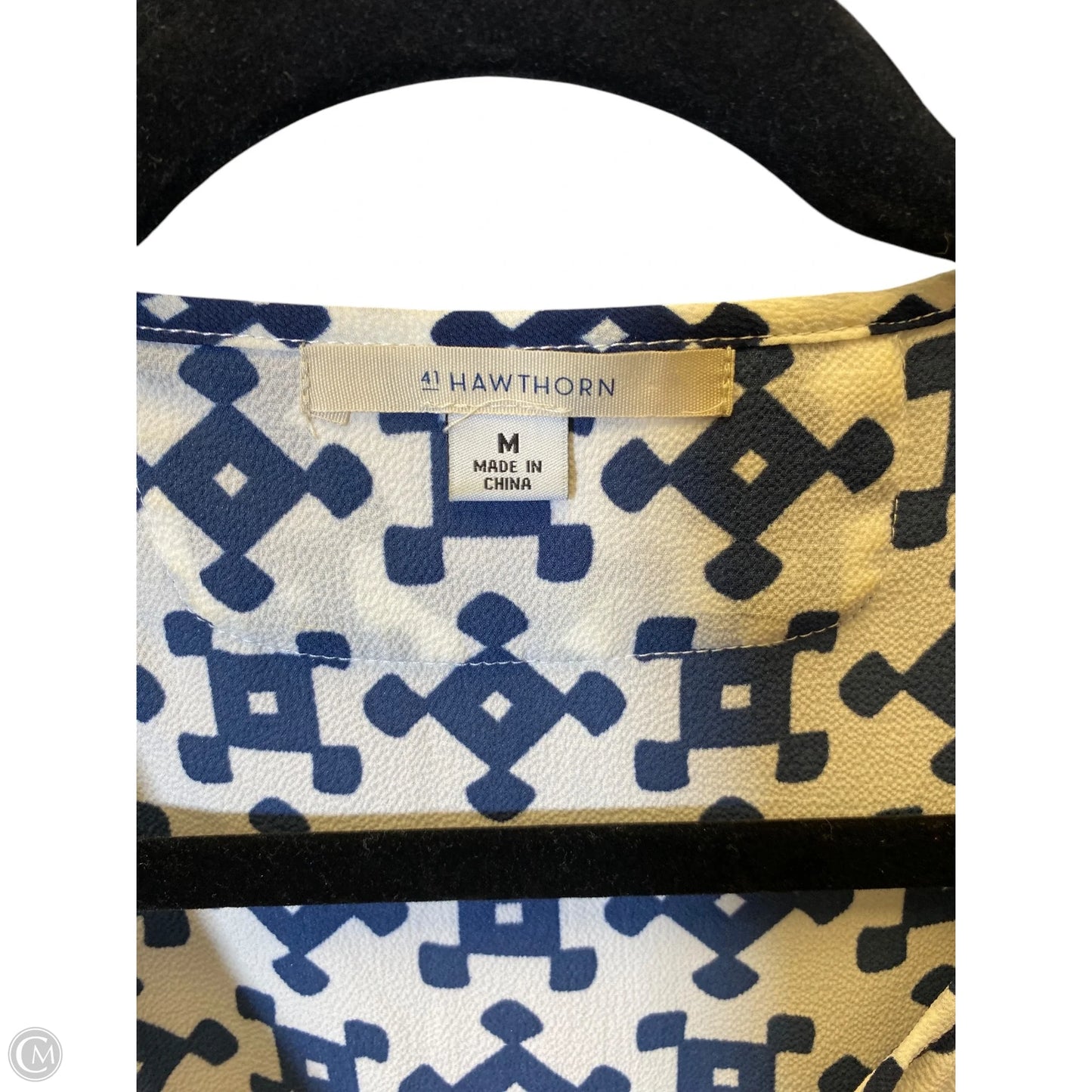 Top Short Sleeve By Hawthorn In Blue & White, Size: M
