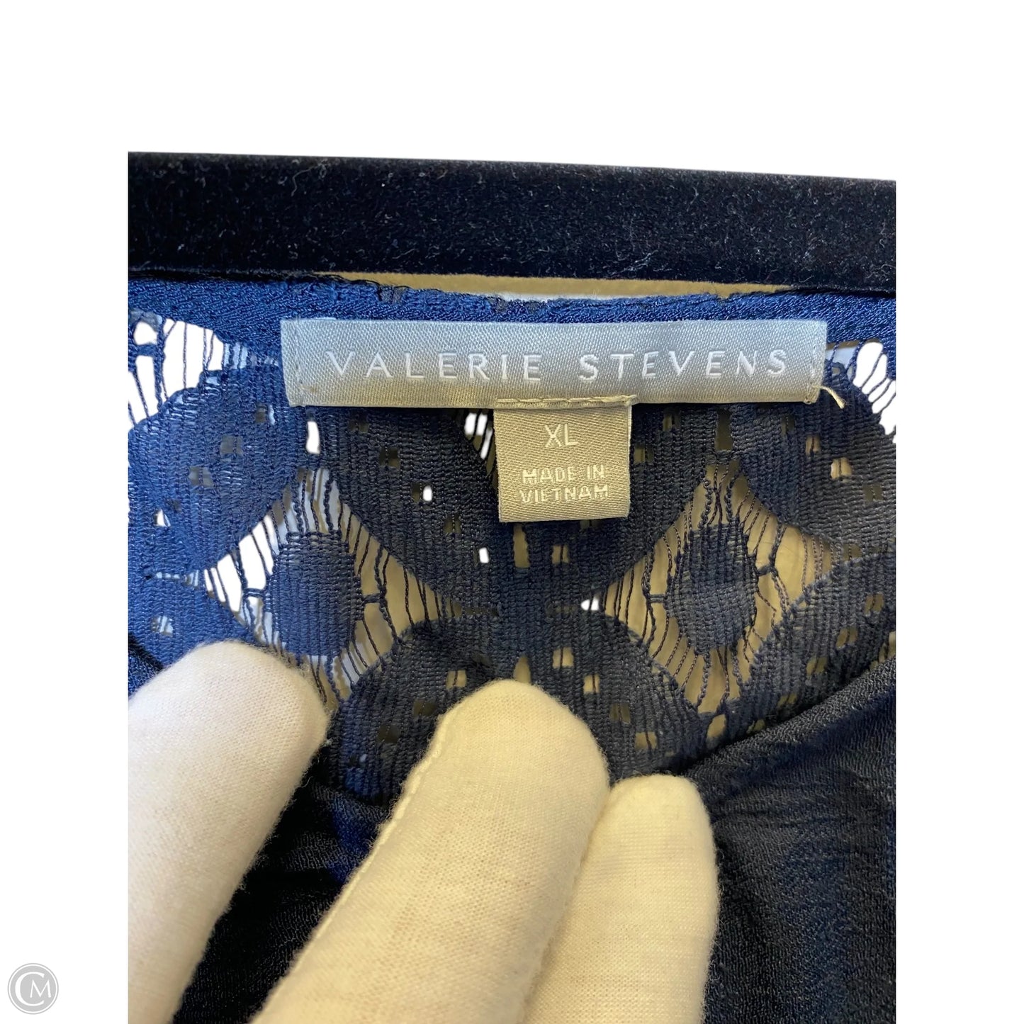 Top 3/4 Sleeve By Valerie Stevens In Navy, Size: Xl