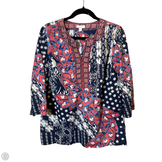 Top 3/4 Sleeve By Charter Club In Multi-colored, Size: M