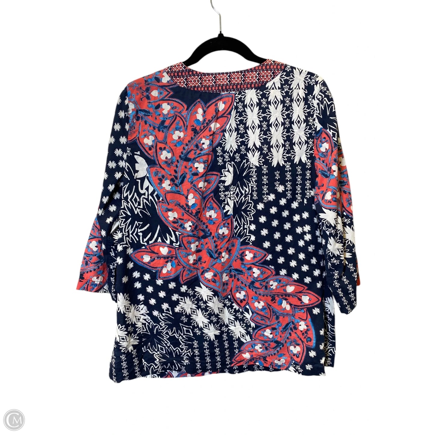 Top 3/4 Sleeve By Charter Club In Multi-colored, Size: M