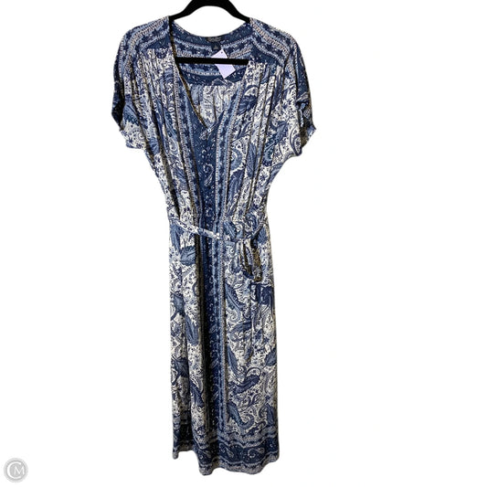 Dress Casual Maxi By Lucky Brand In Blue & White, Size: L