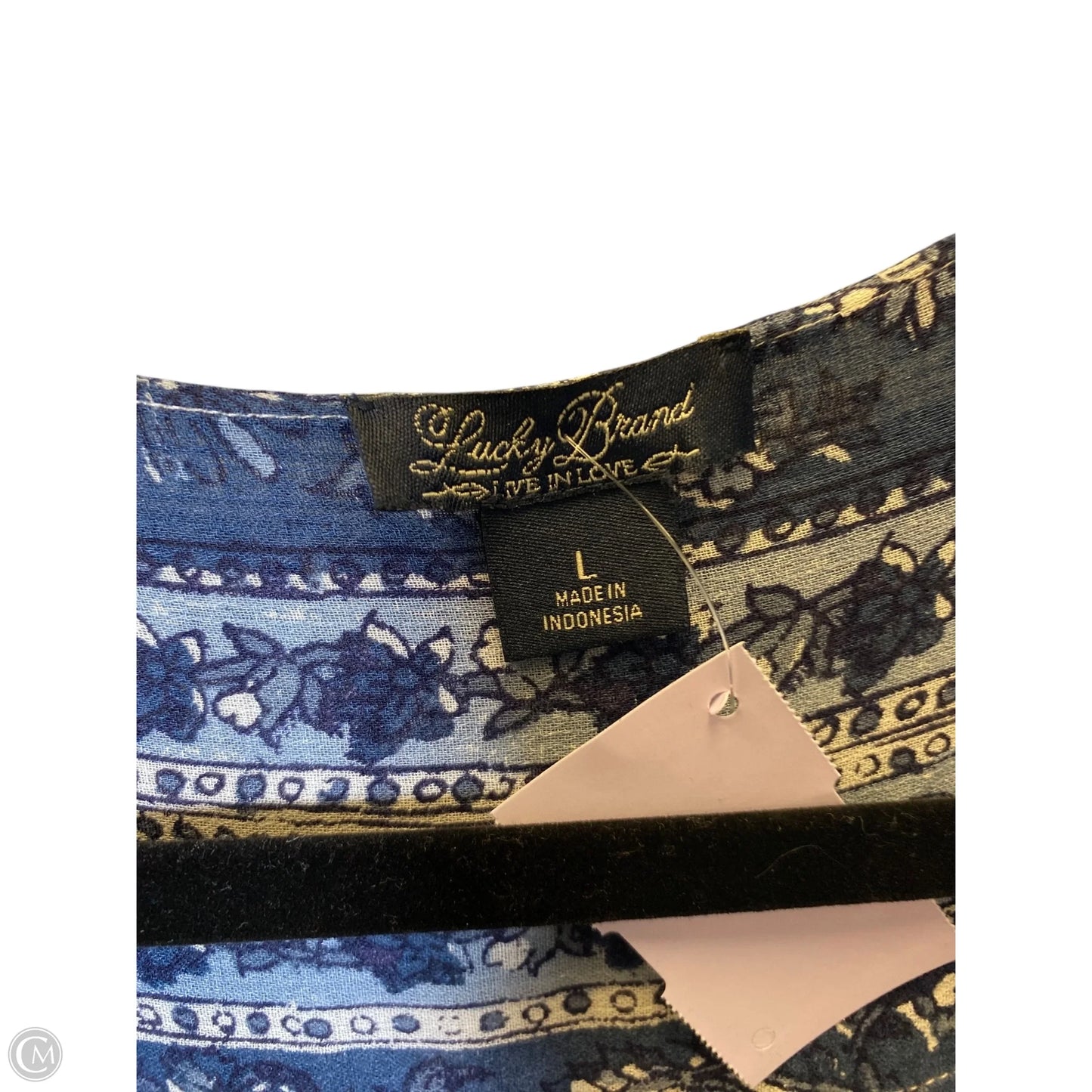 Dress Casual Maxi By Lucky Brand In Blue & White, Size: L