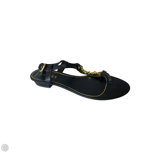 Sandals Flats By Lauren By Ralph Lauren In Black, Size: 8