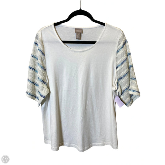Top Short Sleeve Basic By Chicos In Blue & White, Size: L