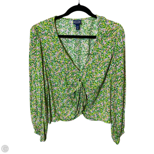 Top Long Sleeve By Scoop In Green, Size: L