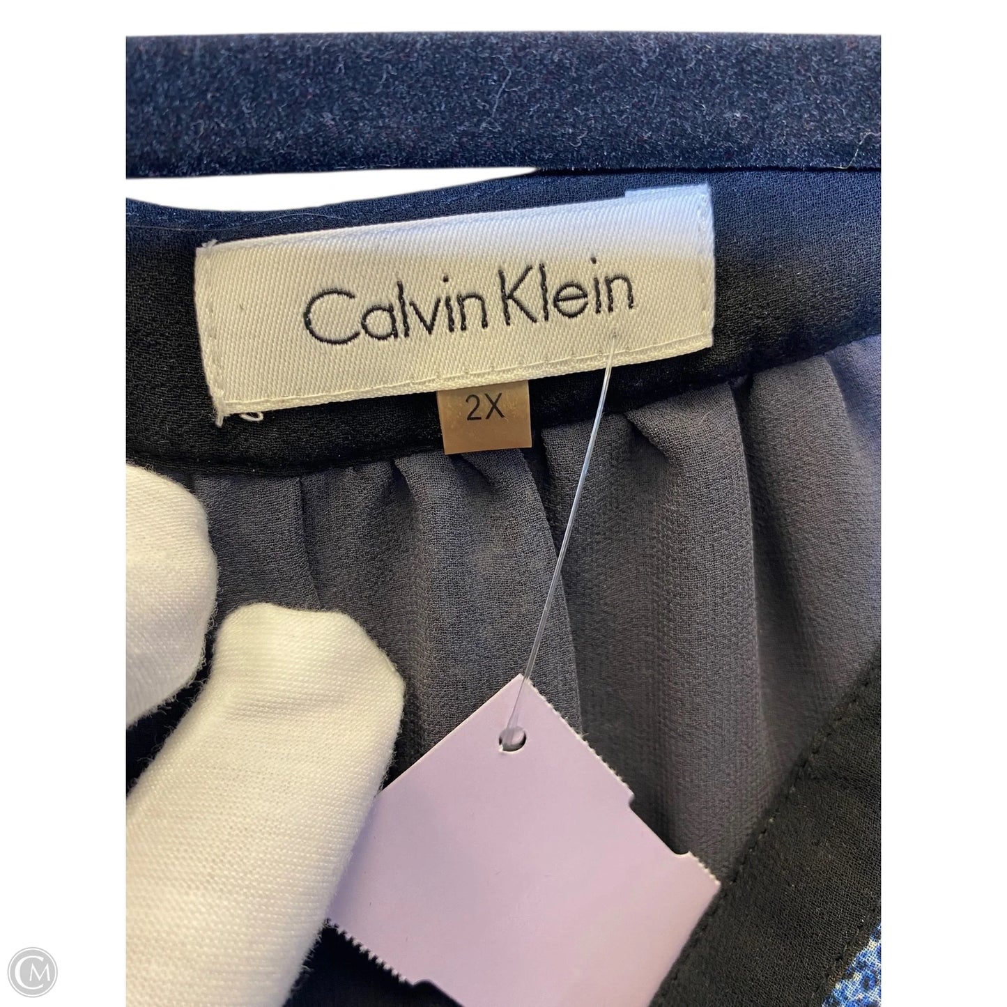 Top 3/4 Sleeve By Calvin Klein In Multi-colored, Size: 2x