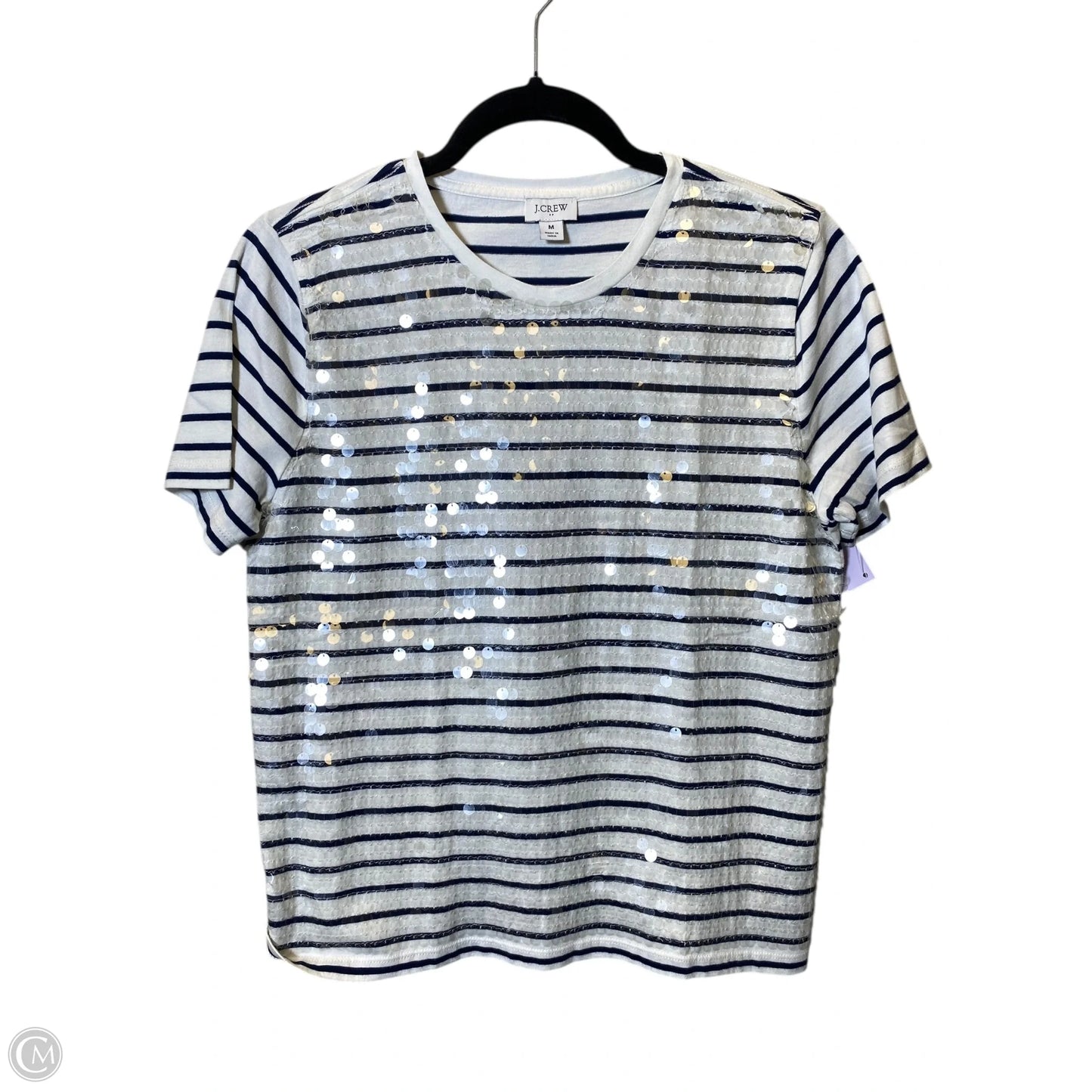 Top Short Sleeve Basic By J. Crew In Striped Pattern, Size: M