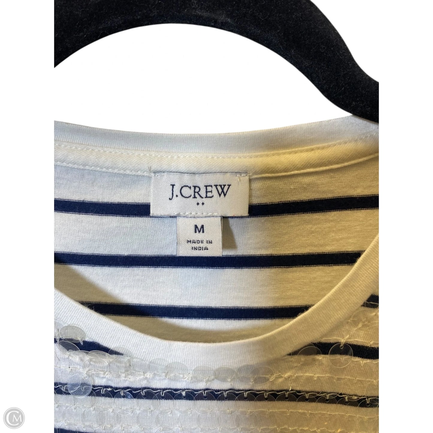 Top Short Sleeve Basic By J. Crew In Striped Pattern, Size: M