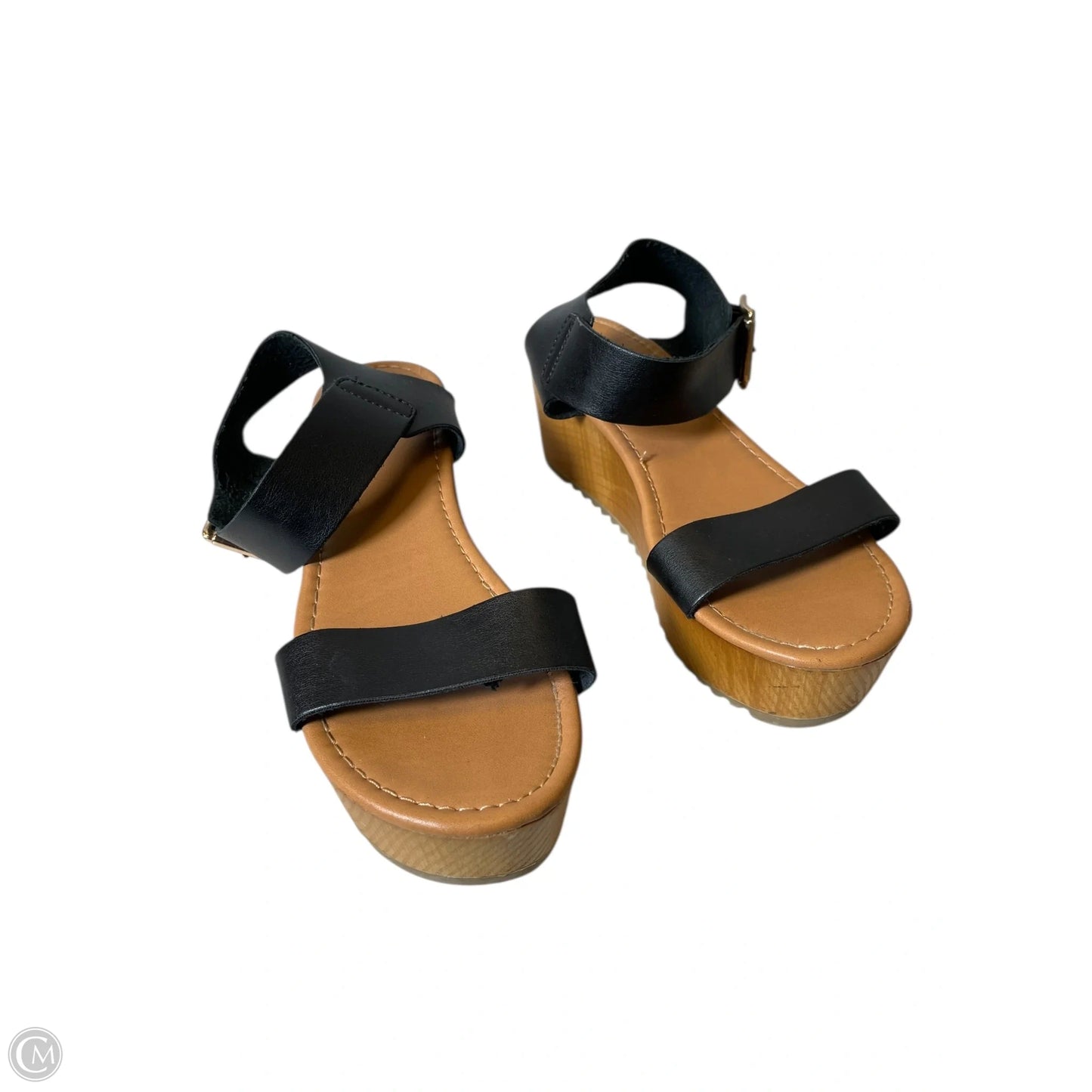 Sandals Heels Wedge By Soda In Black, Size: 8.5