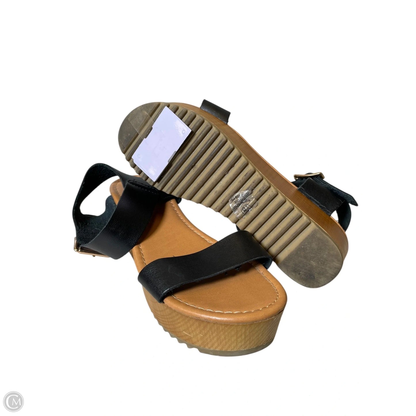 Sandals Heels Wedge By Soda In Black, Size: 8.5