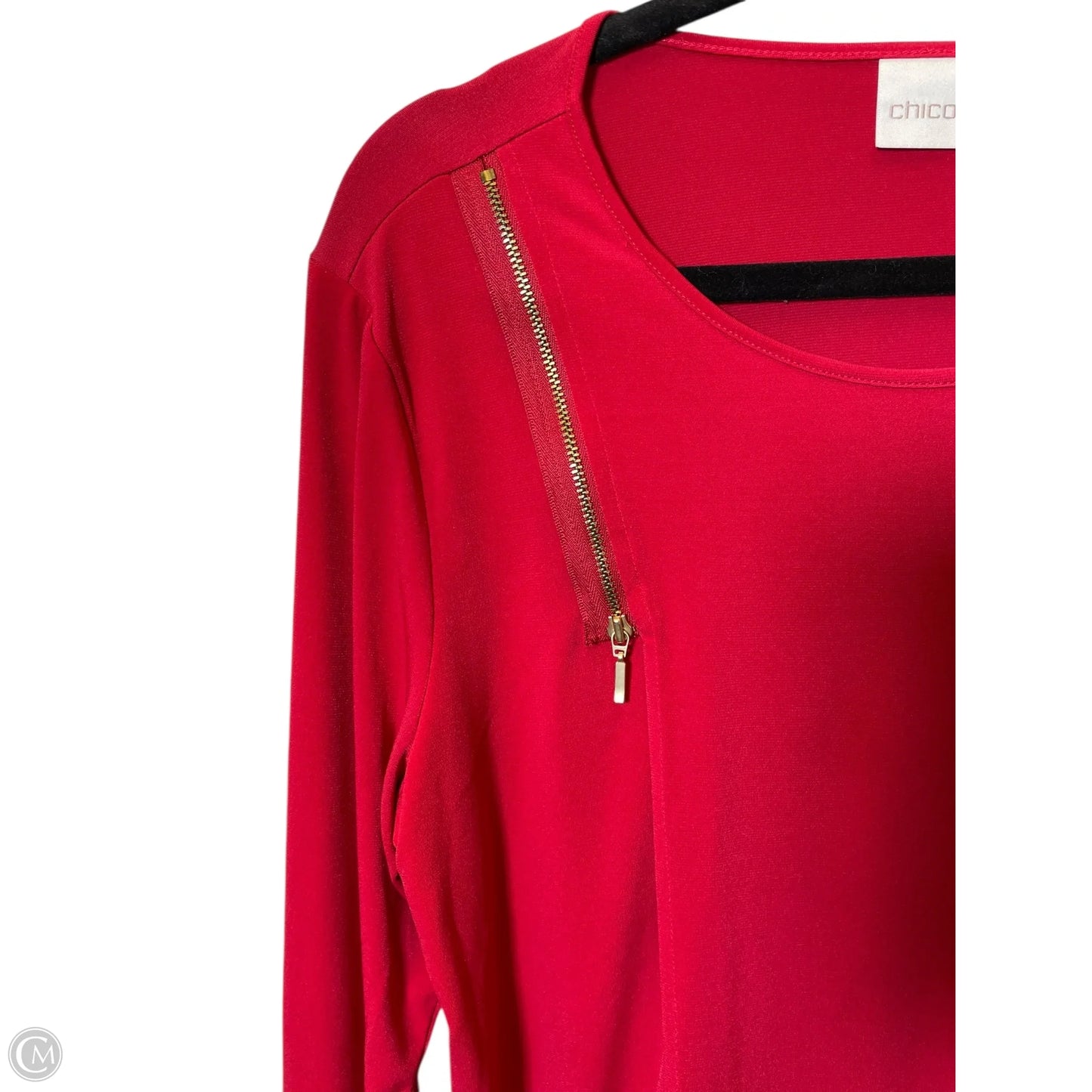 Top 3/4 Sleeve By Chicos In Red, Size: L