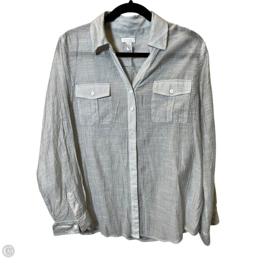 Blouse Long Sleeve By Chicos In Grey, Size: L