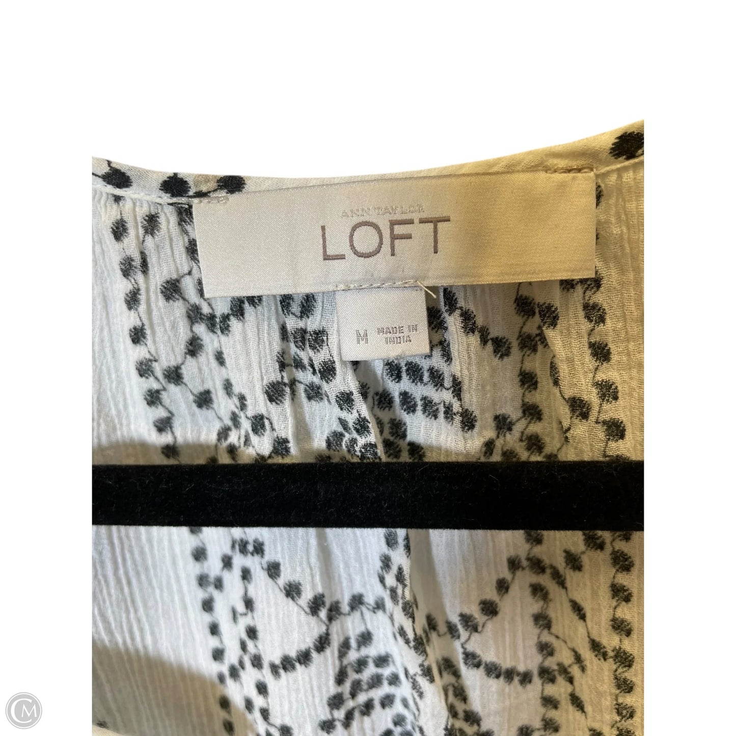 Top 3/4 Sleeve By Loft In Black & White, Size: M