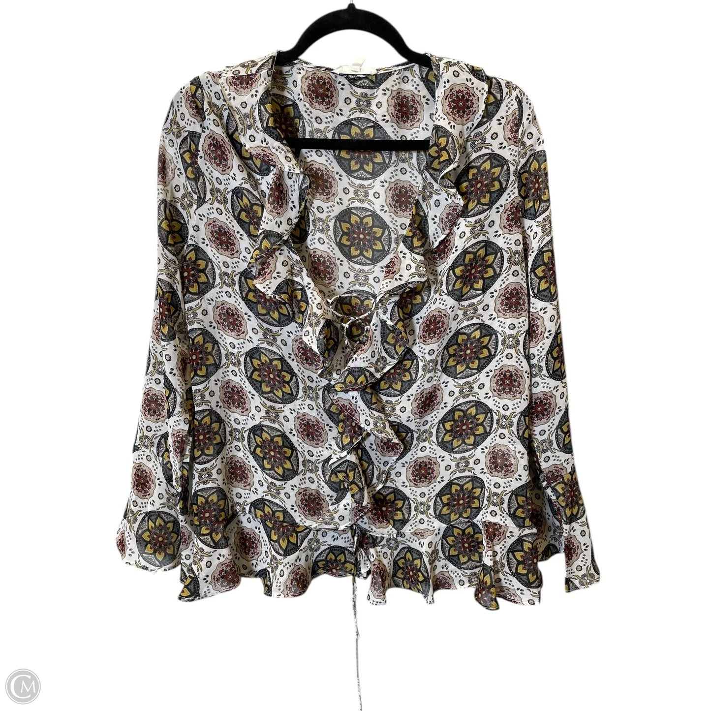 Blouse Long Sleeve By Promesa In Multi-colored, Size: L