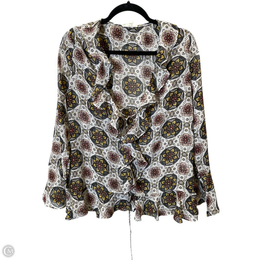 Blouse Long Sleeve By Promesa In Multi-colored, Size: L
