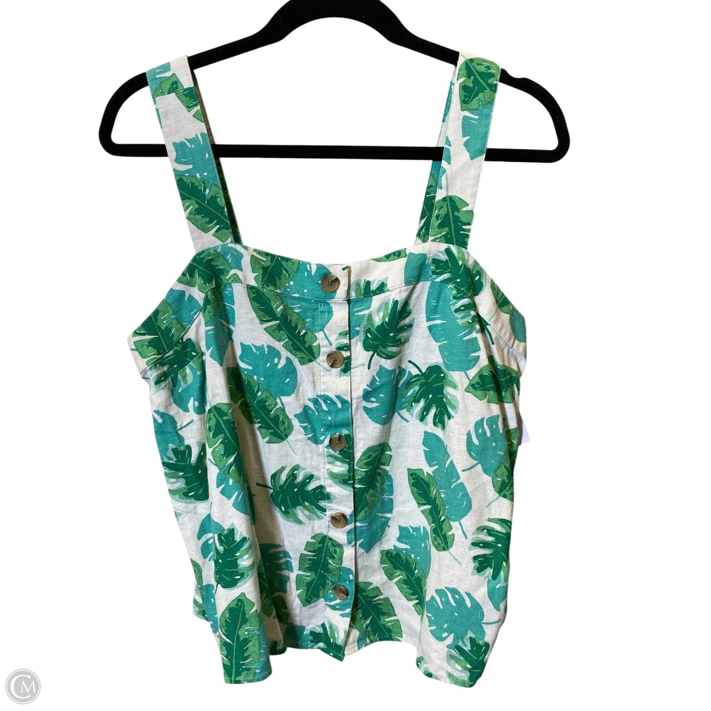 Top Sleeveless By J. Crew In Green & White, Size: M