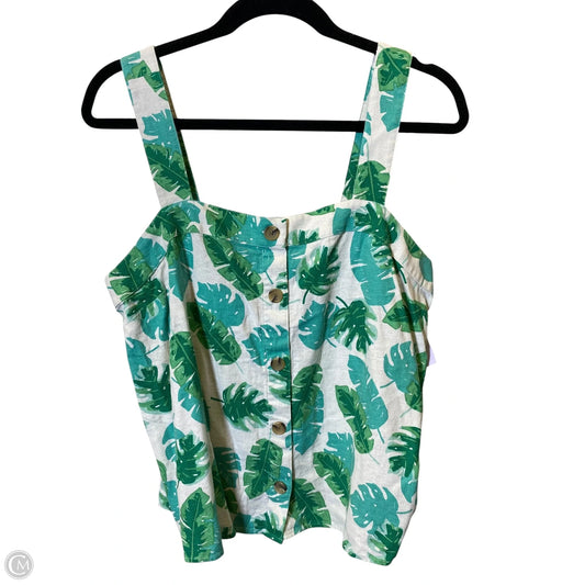 Top Sleeveless By J. Crew In Green & White, Size: M
