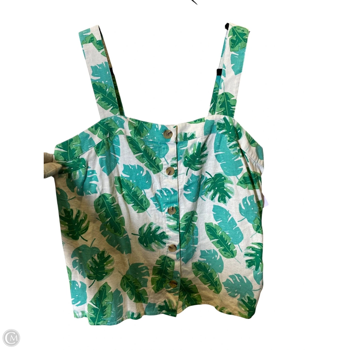 Top Sleeveless By J. Crew In Green & White, Size: M