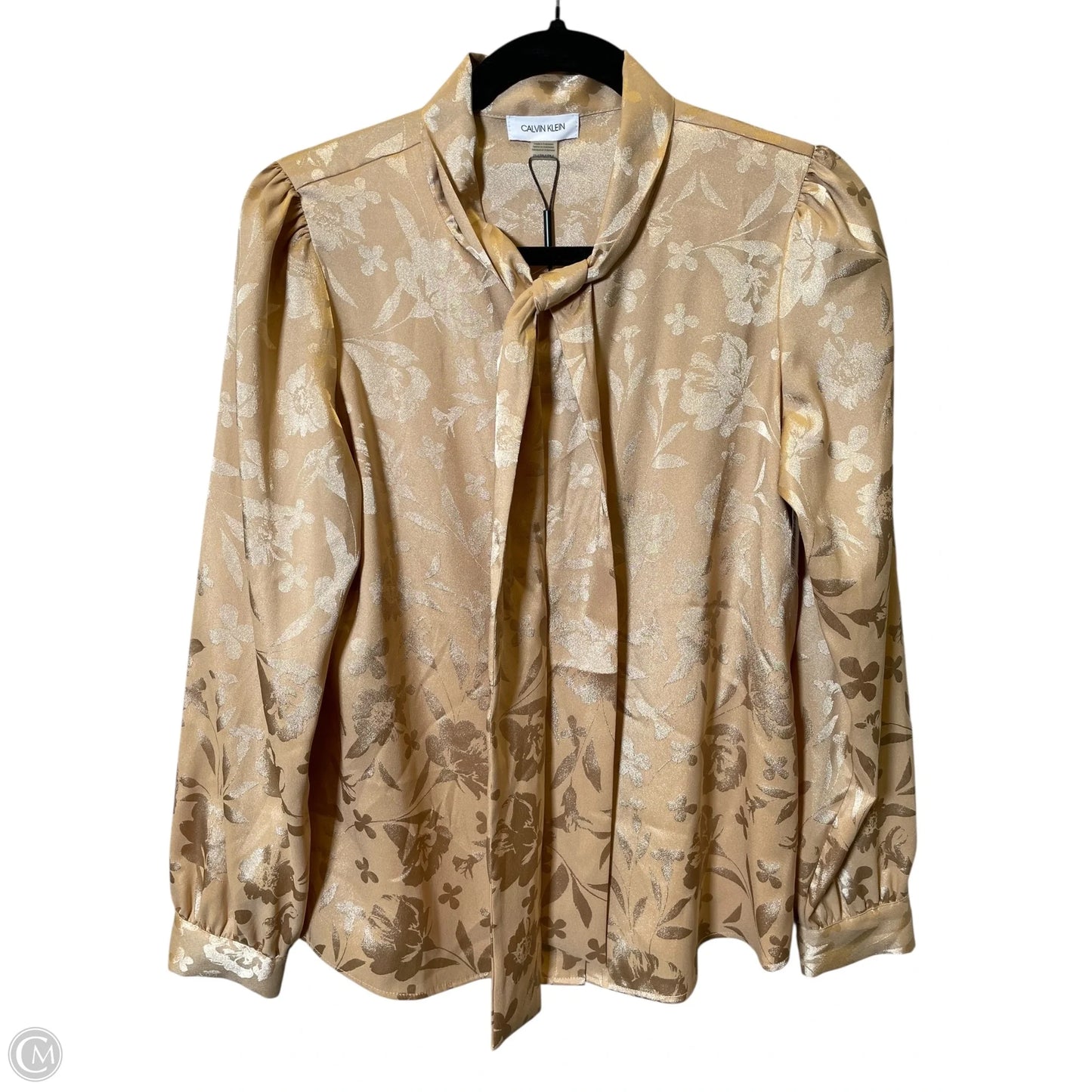 Blouse Long Sleeve By Calvin Klein In Gold, Size: Mp