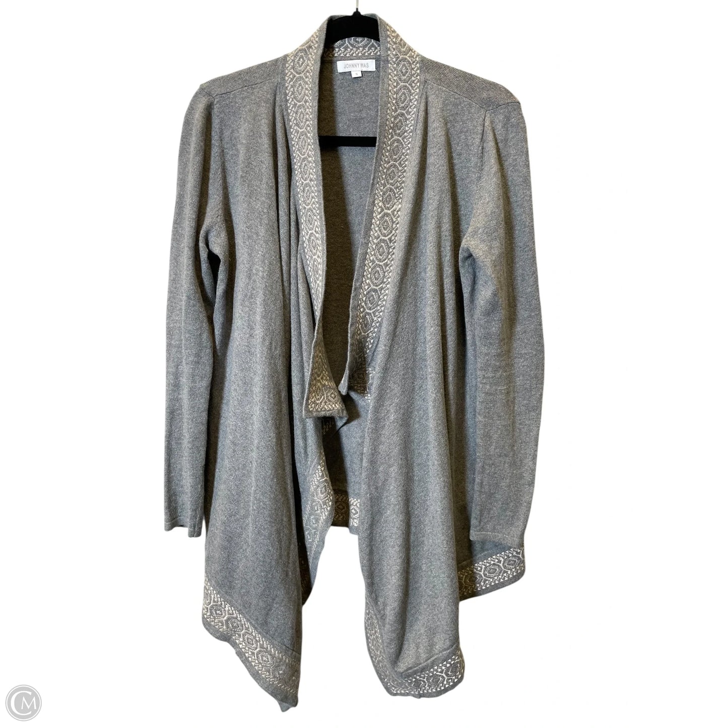 Sweater Cardigan By Johnny Was In Grey, Size: S
