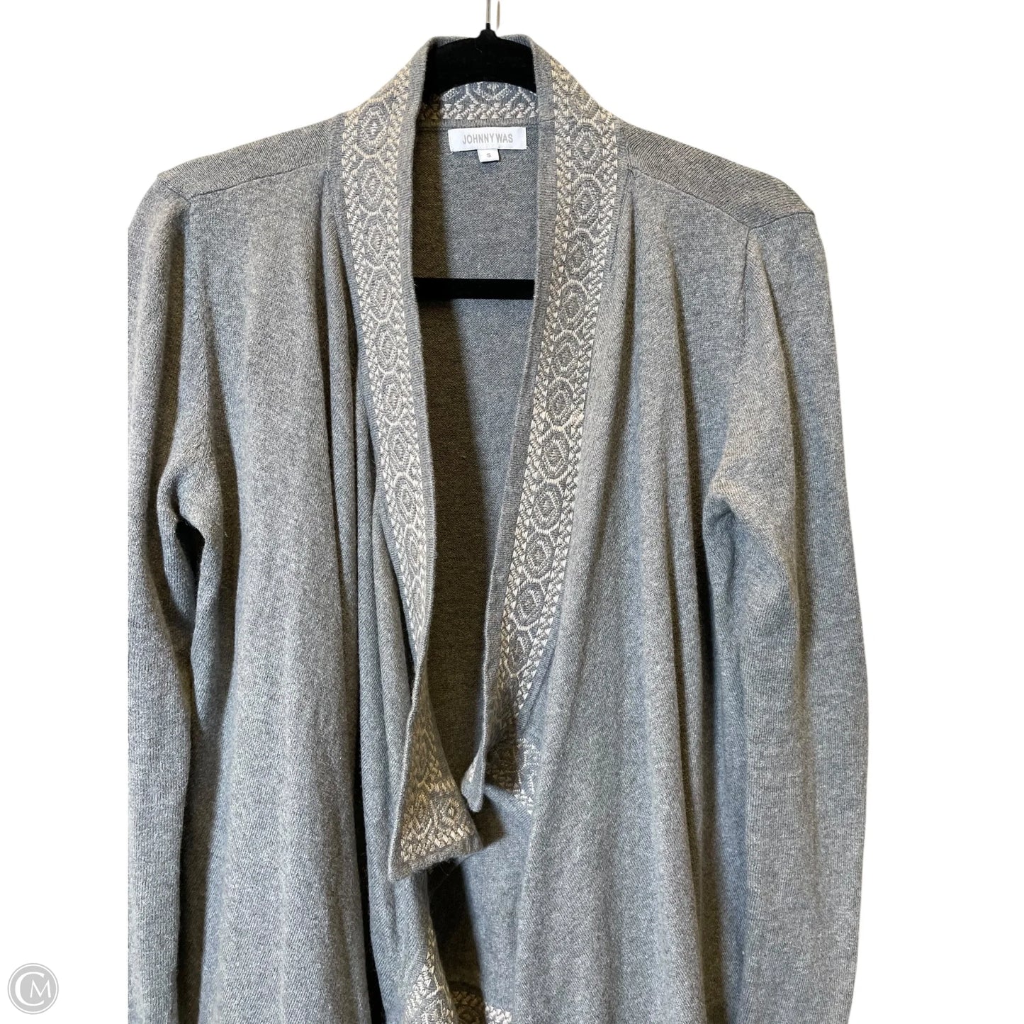 Sweater Cardigan By Johnny Was In Grey, Size: S