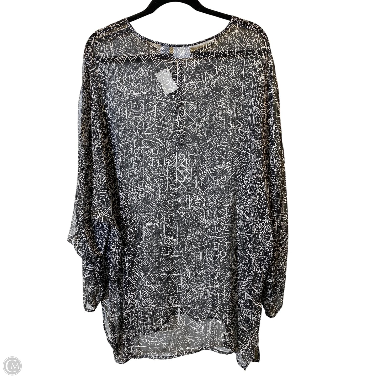 Top 3/4 Sleeve By Chicos In Black & White, Size: L