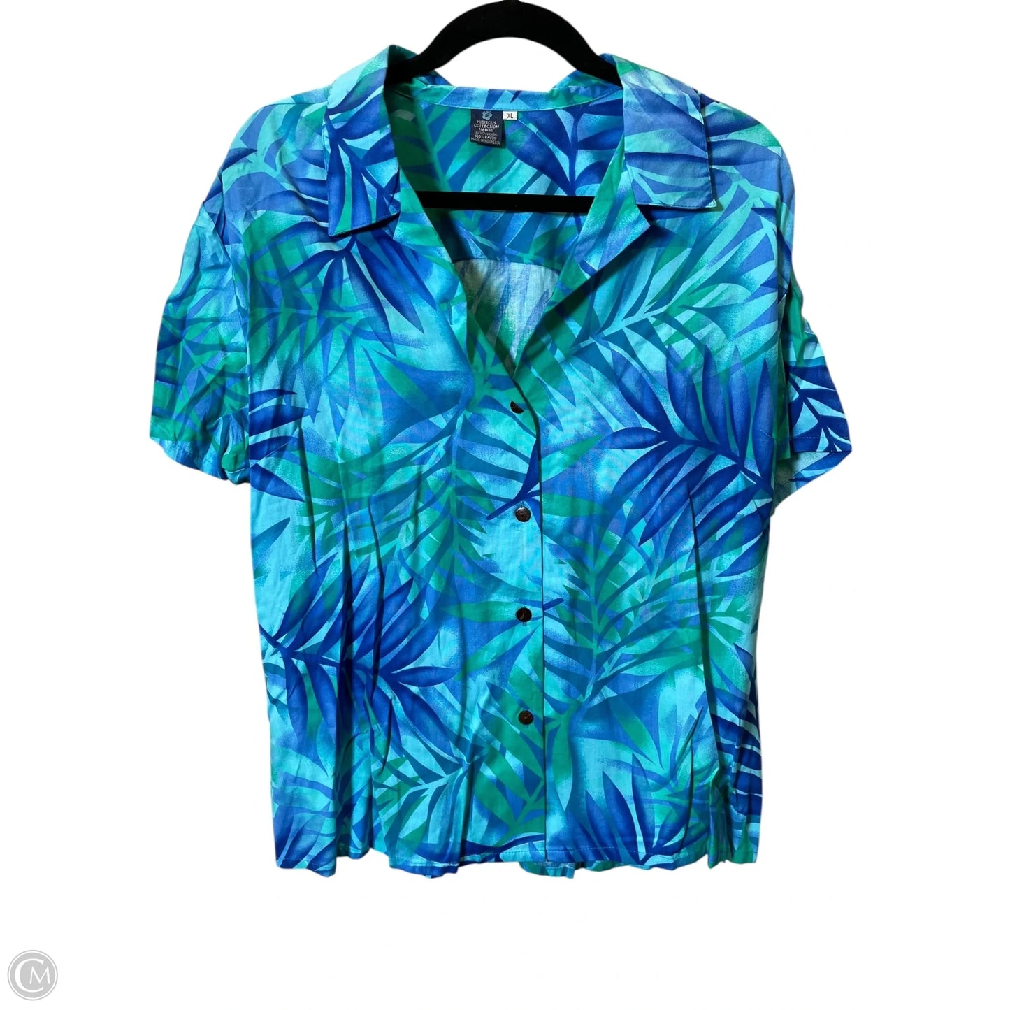 Blouse Short Sleeve By Cmc In Tropical Print, Size: Xl