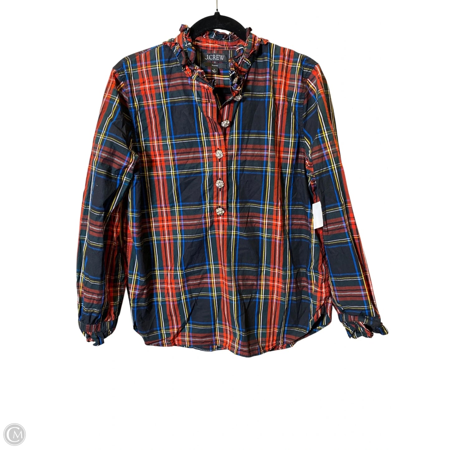 Top Long Sleeve By J. Crew In Plaid Pattern, Size: L