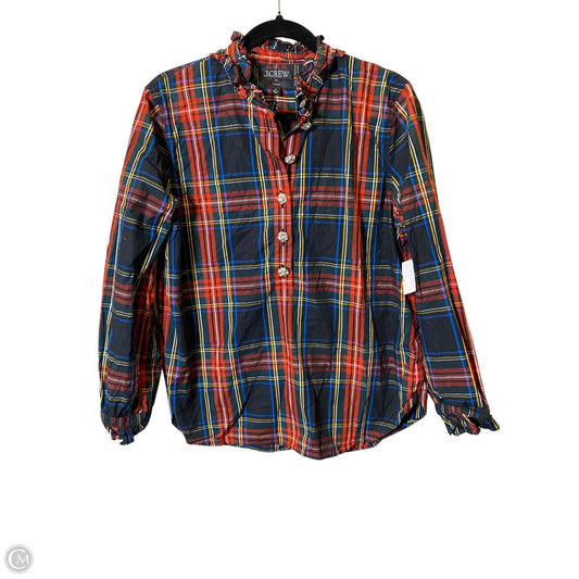 Top Long Sleeve By J. Crew In Plaid Pattern, Size: L