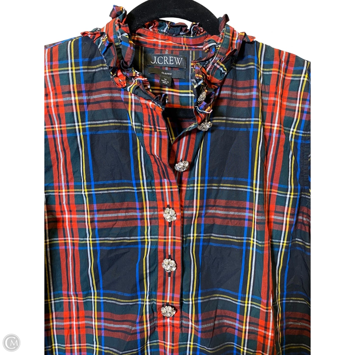Top Long Sleeve By J. Crew In Plaid Pattern, Size: L