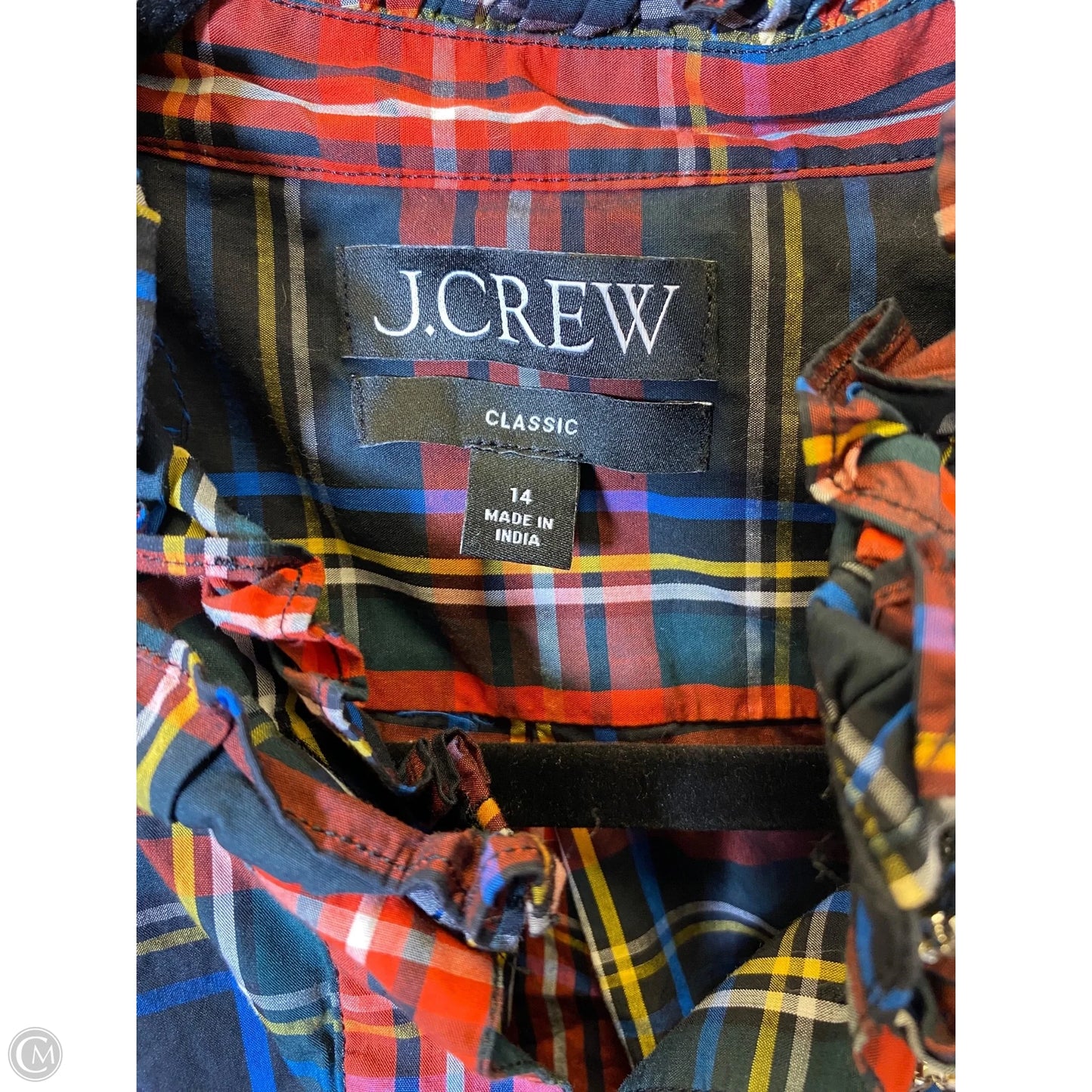 Top Long Sleeve By J. Crew In Plaid Pattern, Size: L