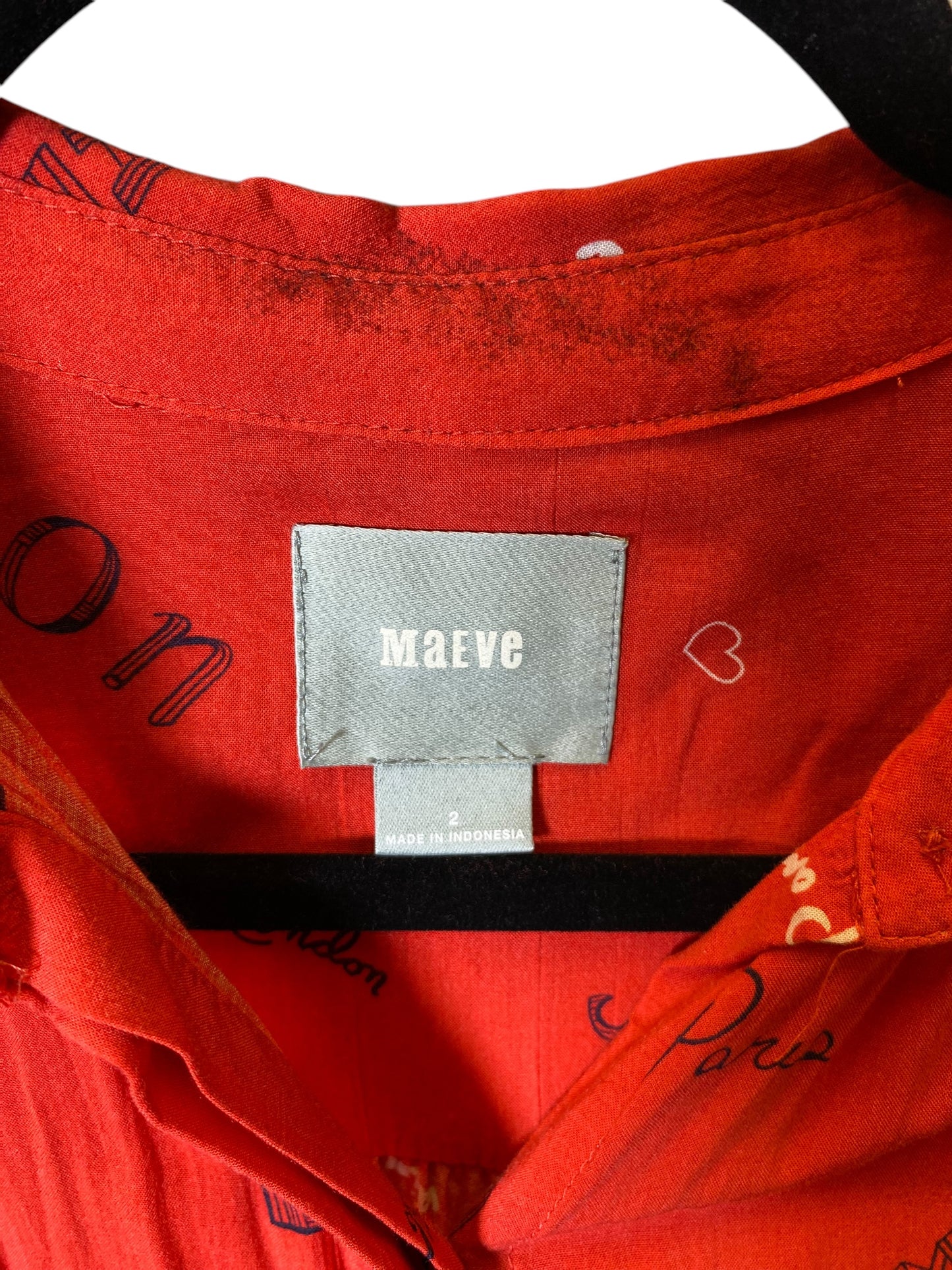 Blouse Long Sleeve By Maeve In Red, Size: 2