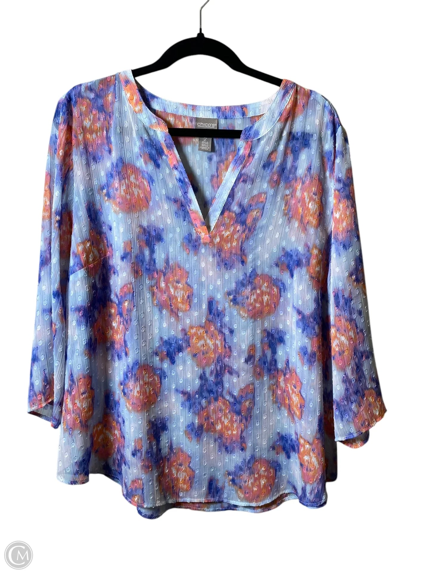 Top 3/4 Sleeve By Chicos In Multi-colored, Size: L