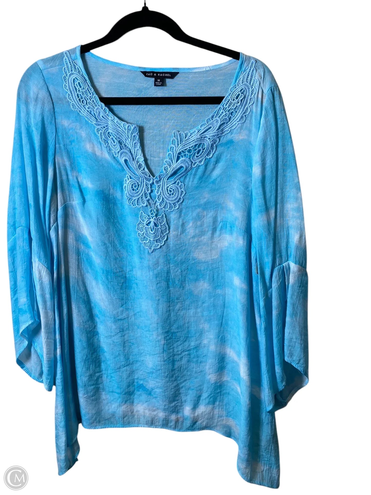 Top Long Sleeve By Zac And Rachel In Aqua, Size: M