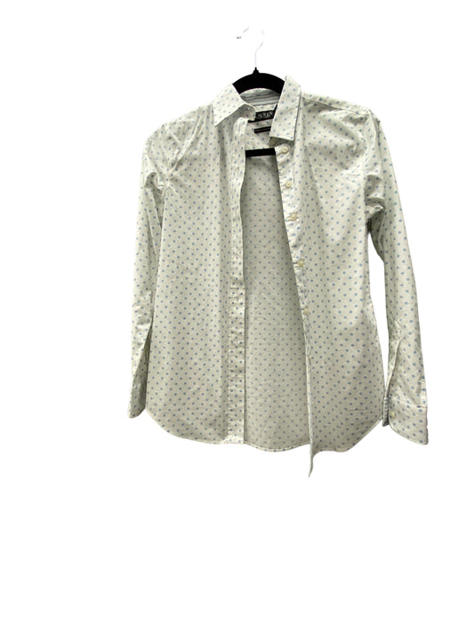 Blouse Long Sleeve By Lauren By Ralph Lauren In Polkadot Pattern, Size: Xxs