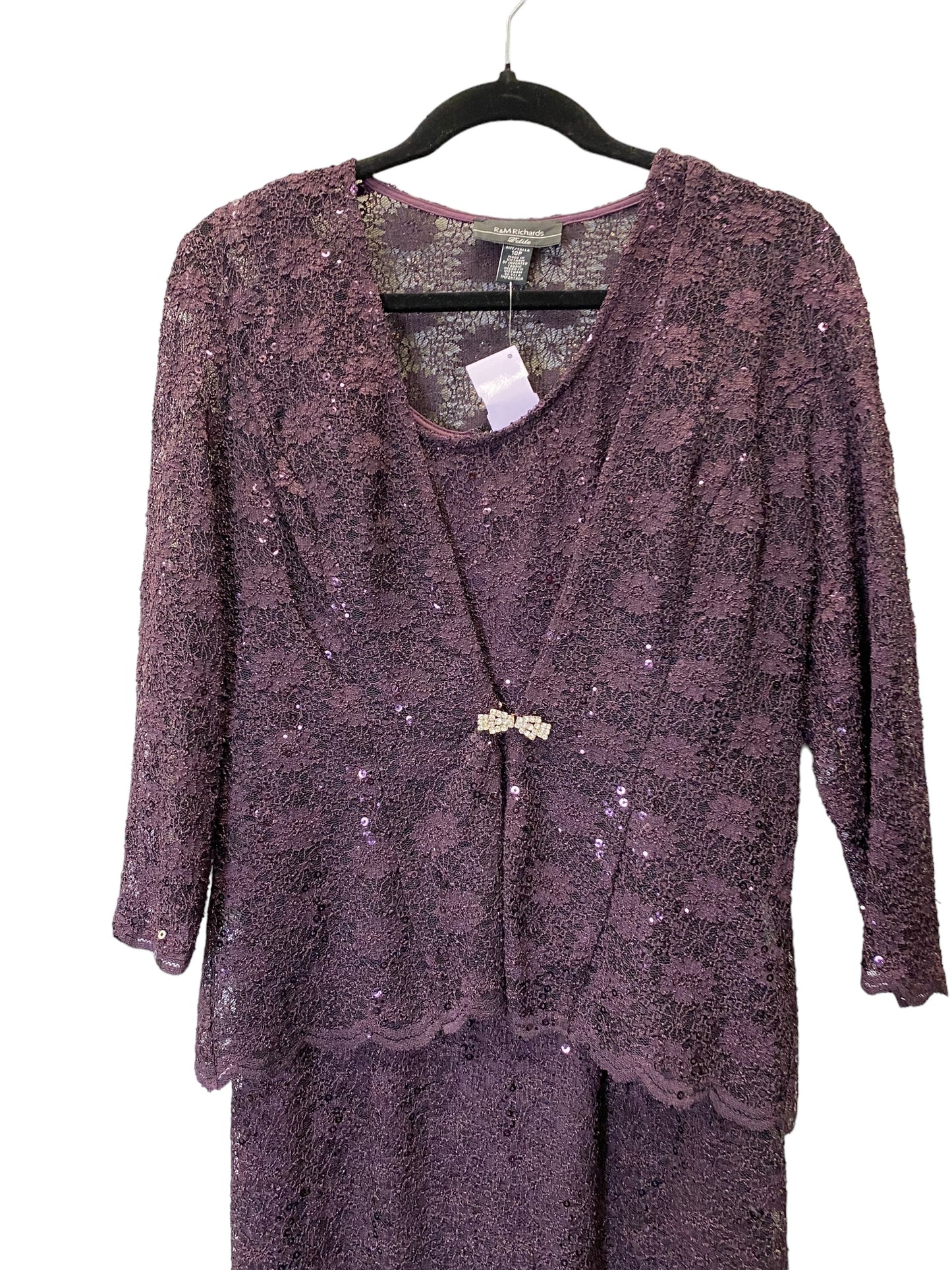 Dress Set 2pc By R And M Richards In Purple, Size: M